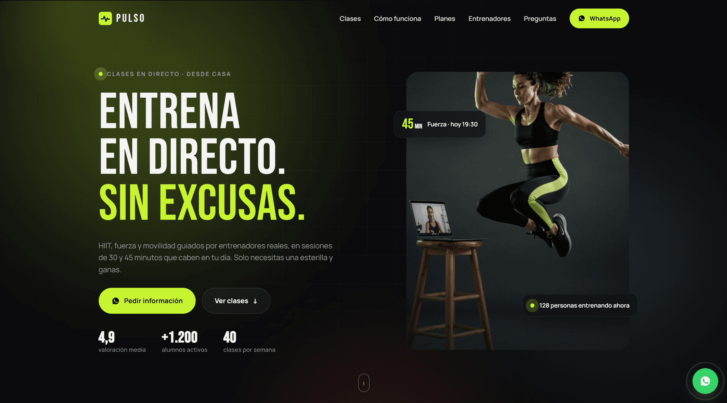 Foto demostrativa de pulso fitness online